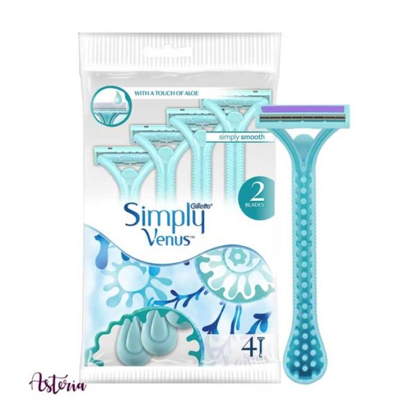 Gillette Simply Venus 2 Blades Razor, Set of 4 pcs